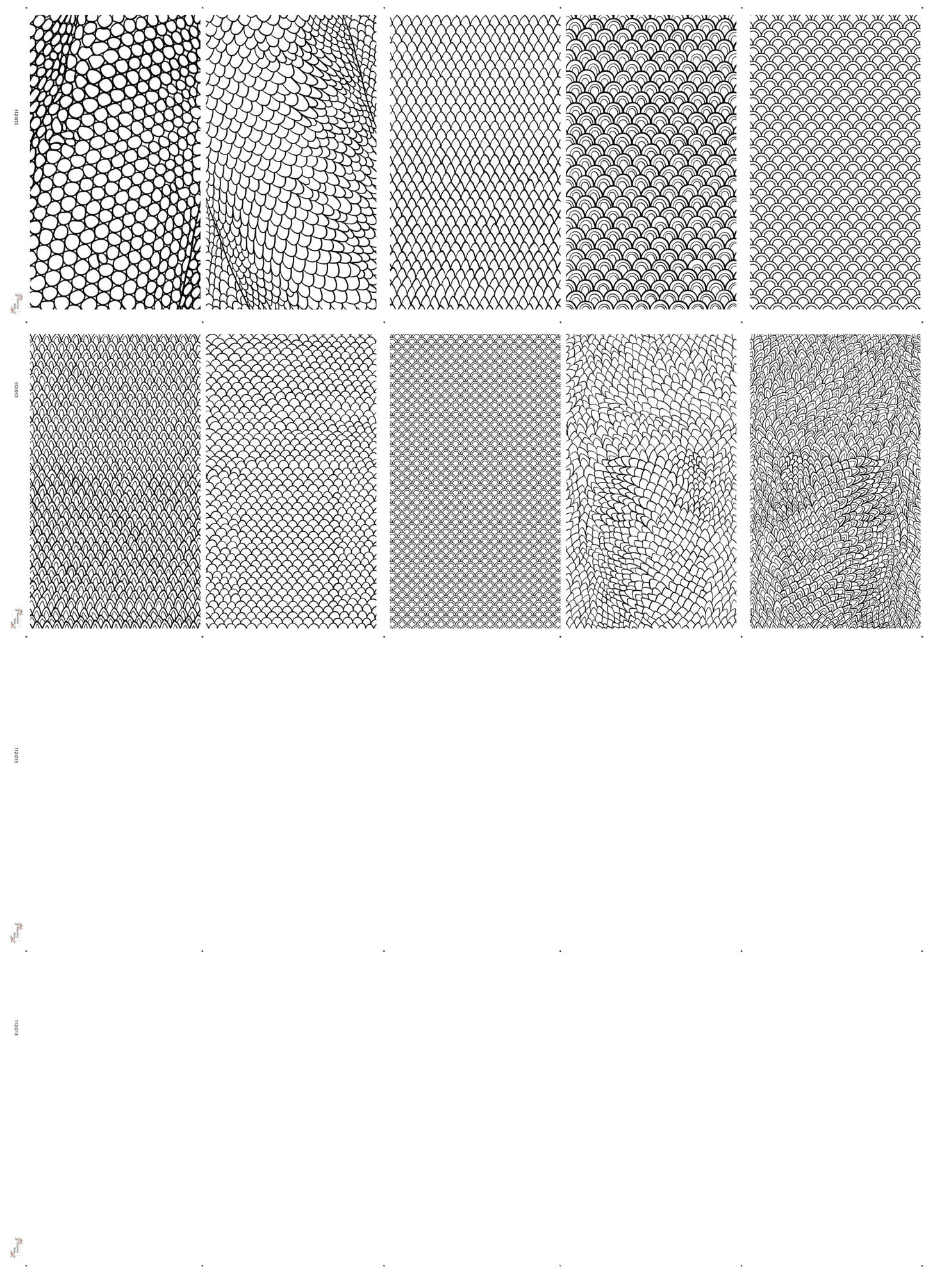 Scale Pattern ~ 20 Sheets Nail Stickers ~ Repeating Fish Scale Textures and Geometric Patterns in Monochrome and Gradient Styles Creating Modern Structured Manicure Designs