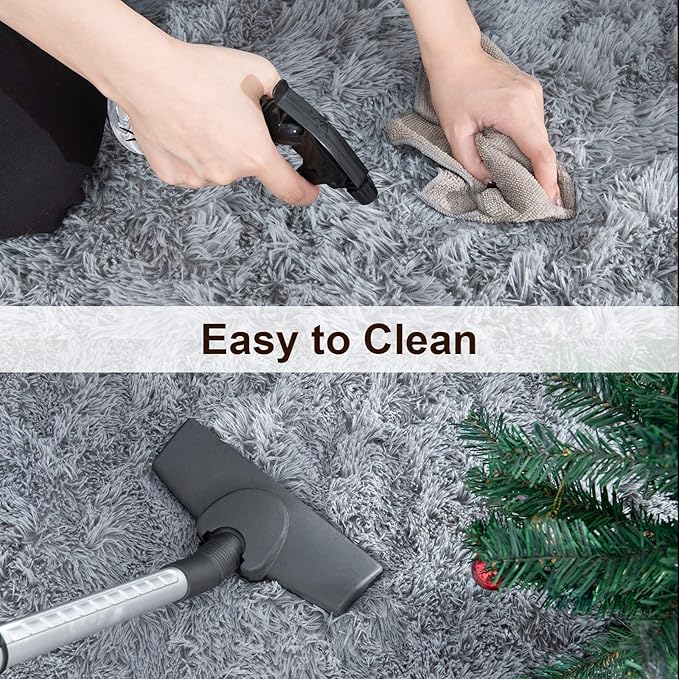 TWINNIS Super Soft Shaggy Rugs Fluffy Carpets, 5x8 Feet, Indoor Modern Plush Area Rugs for Living Room Bedroom Kids Room Nursery Home Decor, Upgrade Anti-Skid Rectangular Fuzzy Rug, Grey