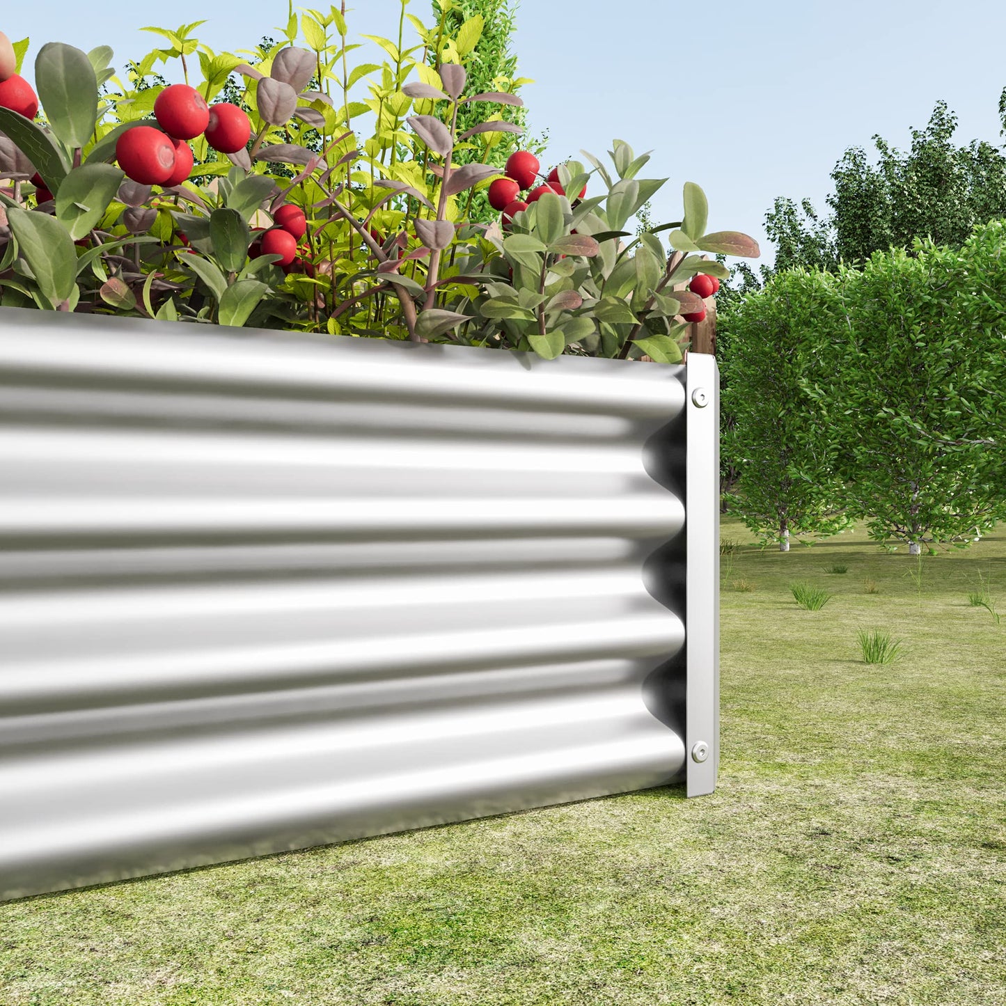 Metal Raised Garden Bed 4×2×1ft, Rectangle Galvanized Planter Box with Open Bottom for Vegetables, Flowers, Herbs, Outdoor Gardening, Silver