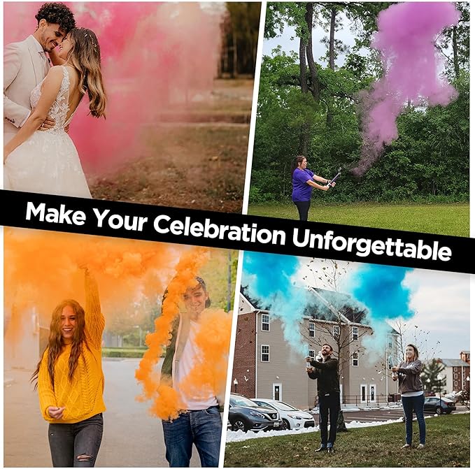 Blaise Pyro & Party - Yellow Powder Poppers - Water-Soluble & Colorful Powder Cannons for Gender Reveals, Birthdays, Weddings & Celebrations - Easy to Use for Memorable Photos - 16-Inch, 4-Pack