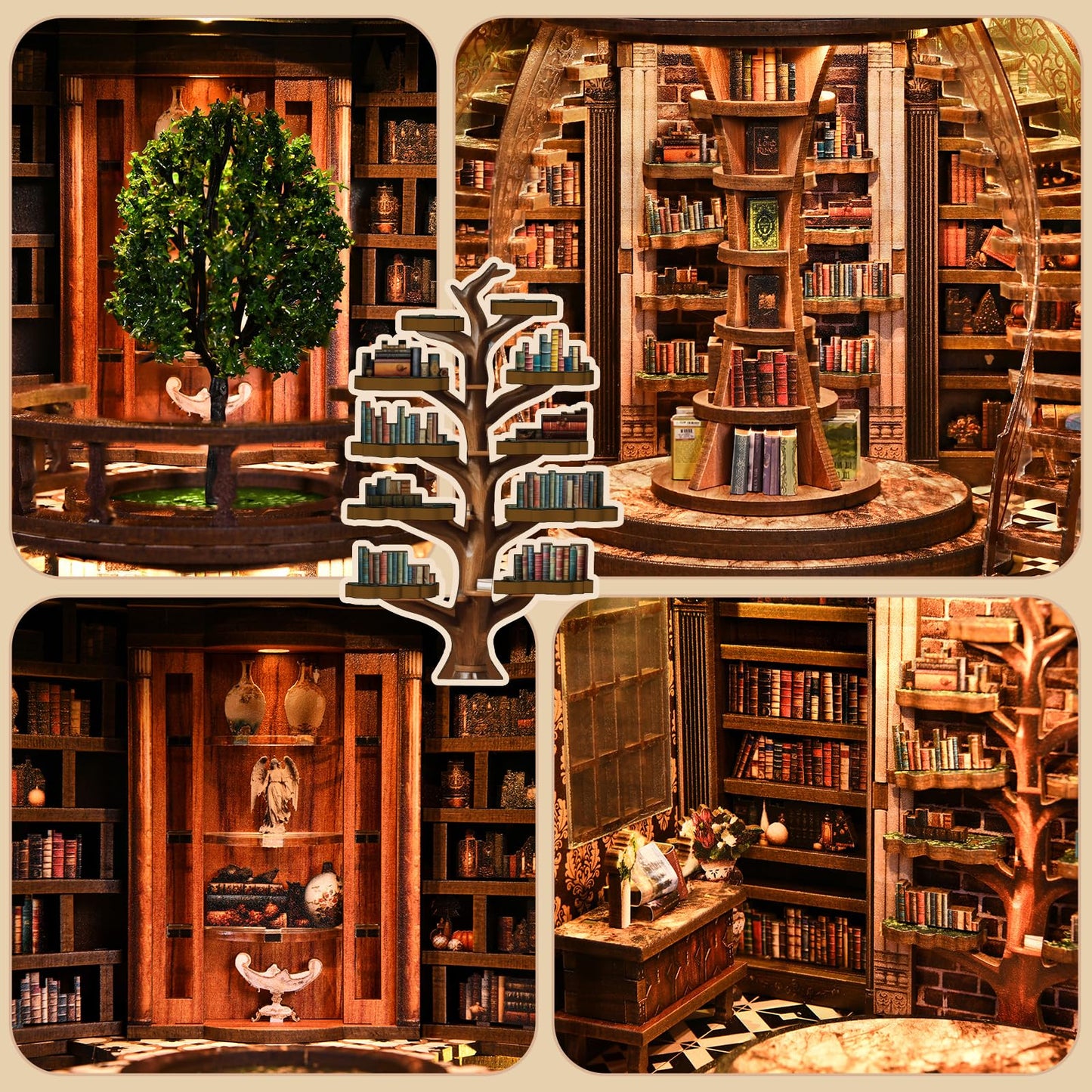 Sagiterra Book Nook Kit，DIY Miniature Dollhouse Kit (DH-W YR)