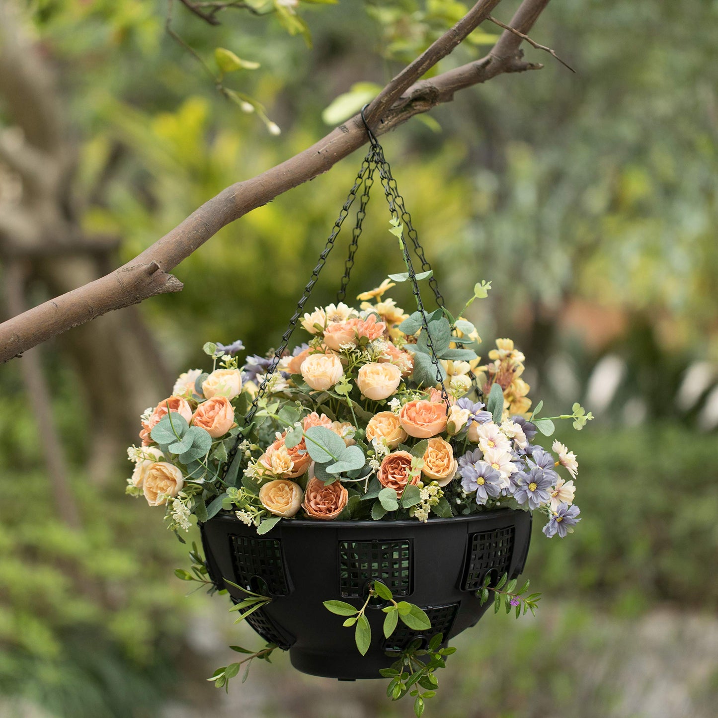 Gardenised Durable Plastic Lace Ultimate Hanging Baskets Tomato, Flower, and Herb Outdoor Flower Planter, Black