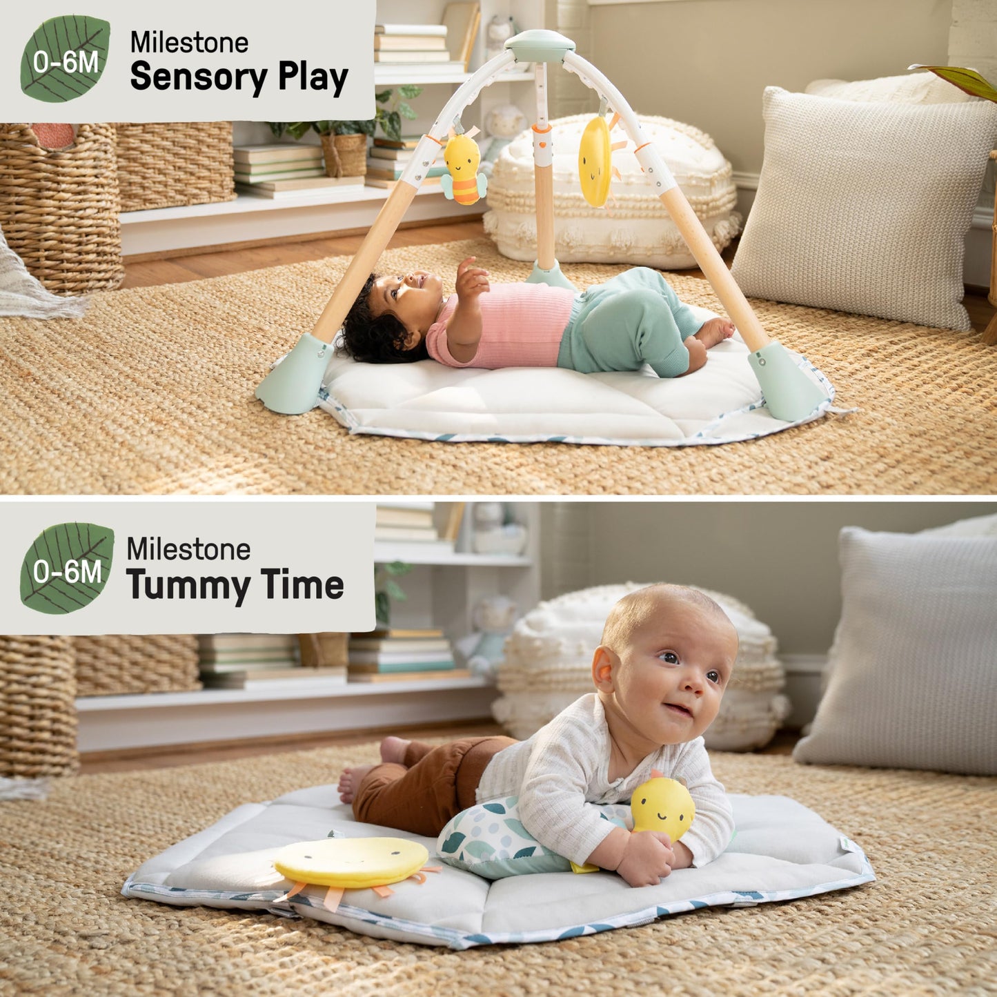 Ingenuity Tummy-to-Toes 6-in-1 Milestone Center, Play Gym, Foldable Mat, Music and Nature Sounds, Lights, Activity Jumper, Table, Playhouse, for Ages 0-48 Months