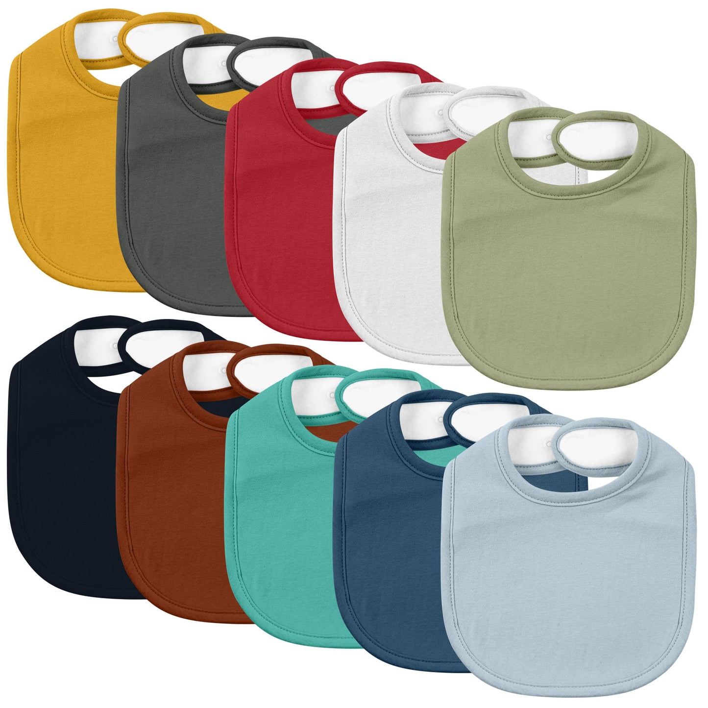 10 Pack Cotton Snap Bibs for Baby Boy Girl, Super Soft Drool Bibs for Teething and Feeding