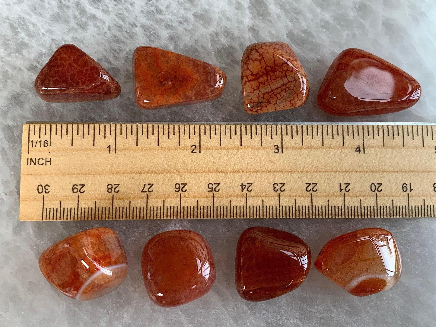 GAF TREASURES 5 Pcs Fire Agate Tumbled Stones, Polished Fire Agate Gemstone, Fire Agate Healing Crystals