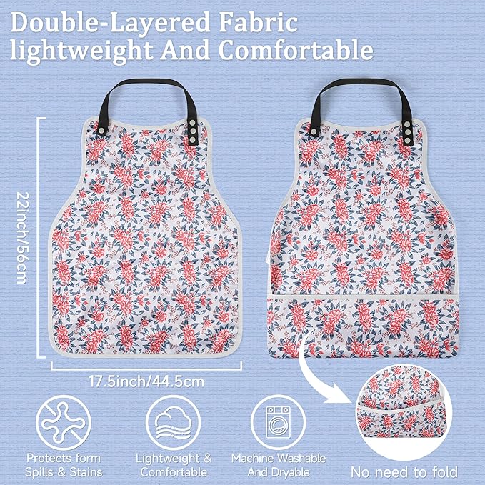 Adult Bibs-3 Pcs Washable Clothing Protector with Upgraded Crumb Catcher