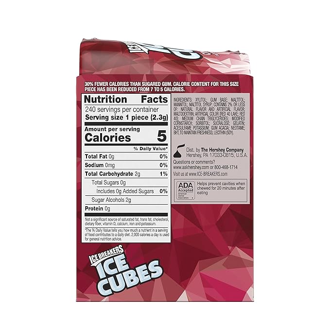 ICE BREAKERS Ice Cubes Bubble Breeze and Cinnamon Sugar Free Chewing Gum Bottles (6 Count, 40 Pieces)