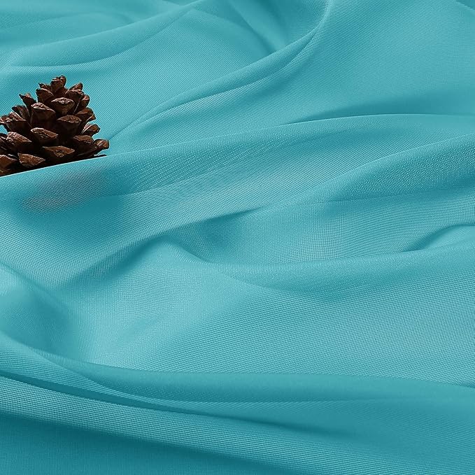 OVZME Turquoise Sheer Curtains 84 Inches Long 2 Panels Set, Light Filtering Sheer Curtains for Living Room Bedroom 59 Inch Extra Wide, Modern Voile Filmy Rod Pocket Window Drapes, 59Wx84L Inches