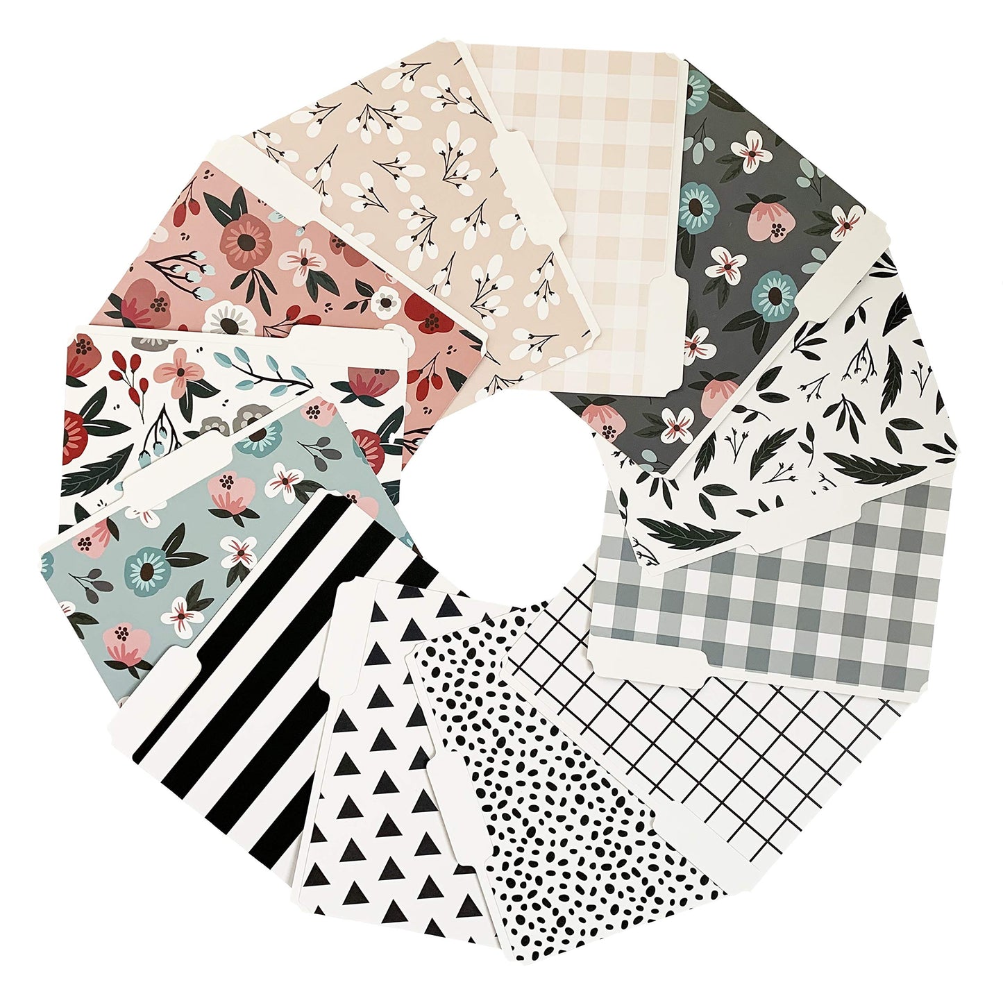 Cute File Folders, Set of 12 3-Tab Letter Size Decorative File Folders Boho Manilla 8.5 x 11 – Pretty Designer Home Office School Supplies (Tranquility)