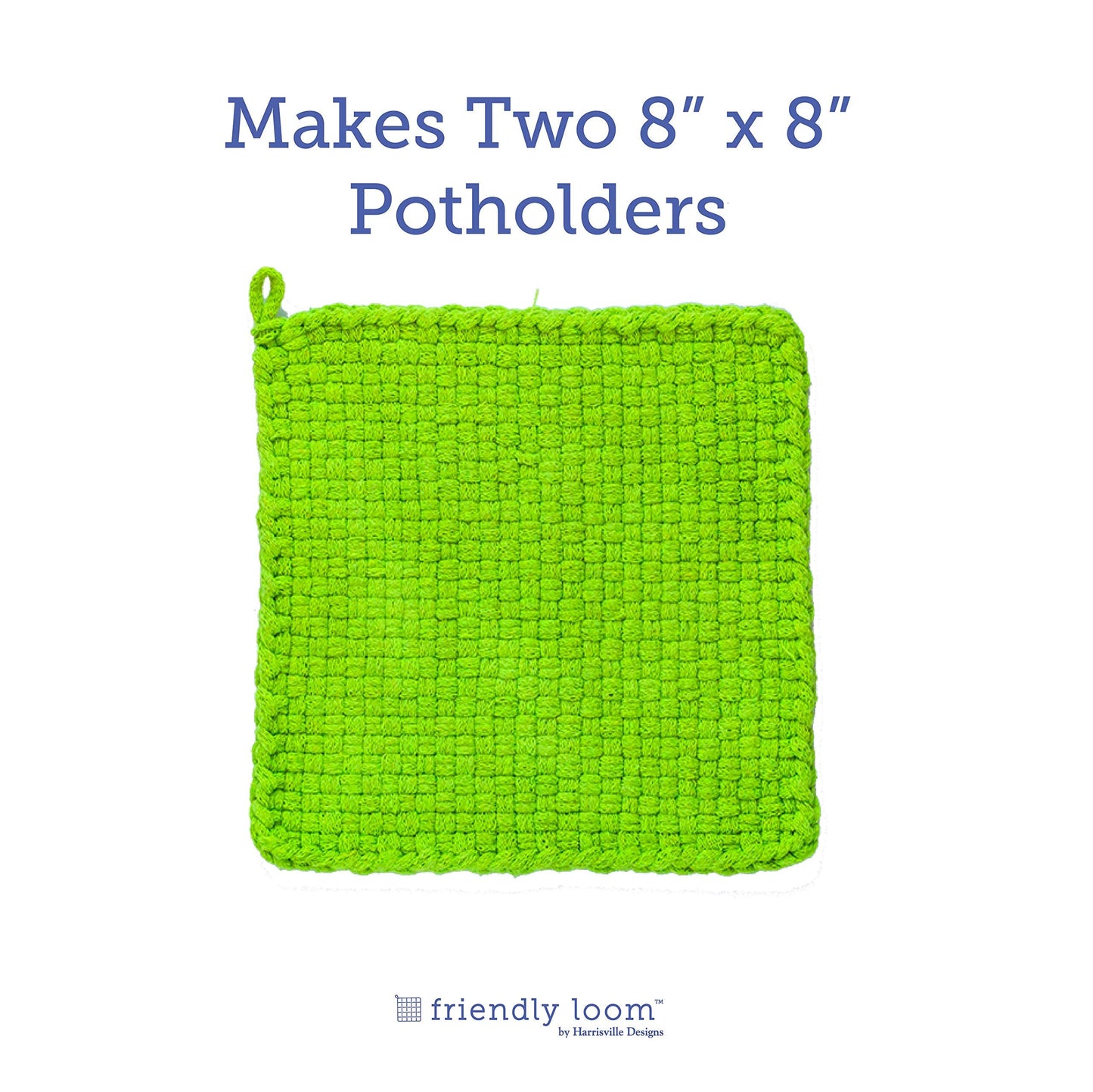 Harrisville Designs Friendly Loom | 10” PRO-Sized Lime Potholder Weaving Loops | Craft 2 Cotton Potholders