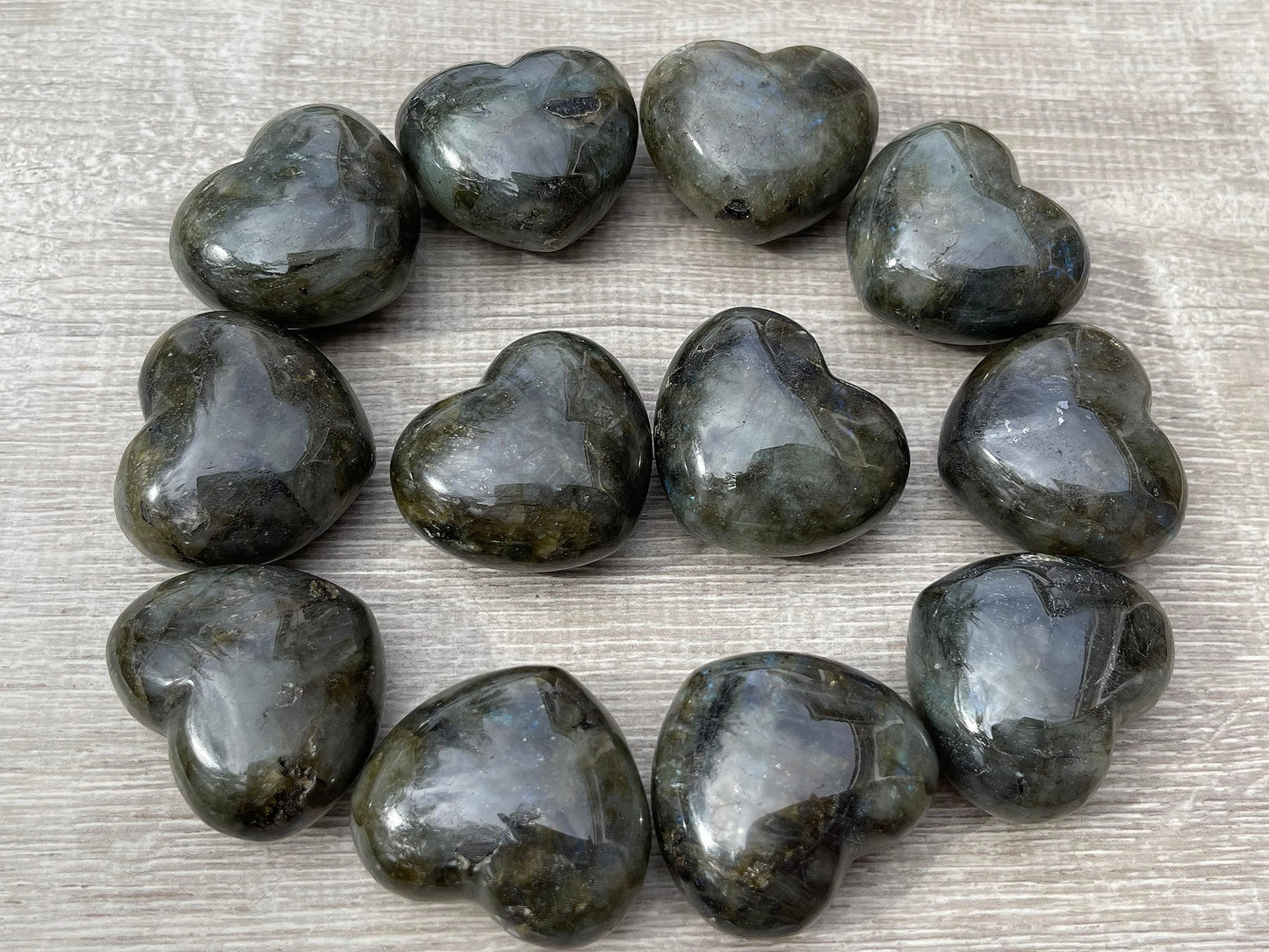 Labradorite Gemstone Hearts, Polished Labradorite Puffy Hearts, Labradorite Crystal Palm Stone, Labradorite Healing Crystal Hearts (1 Heart)