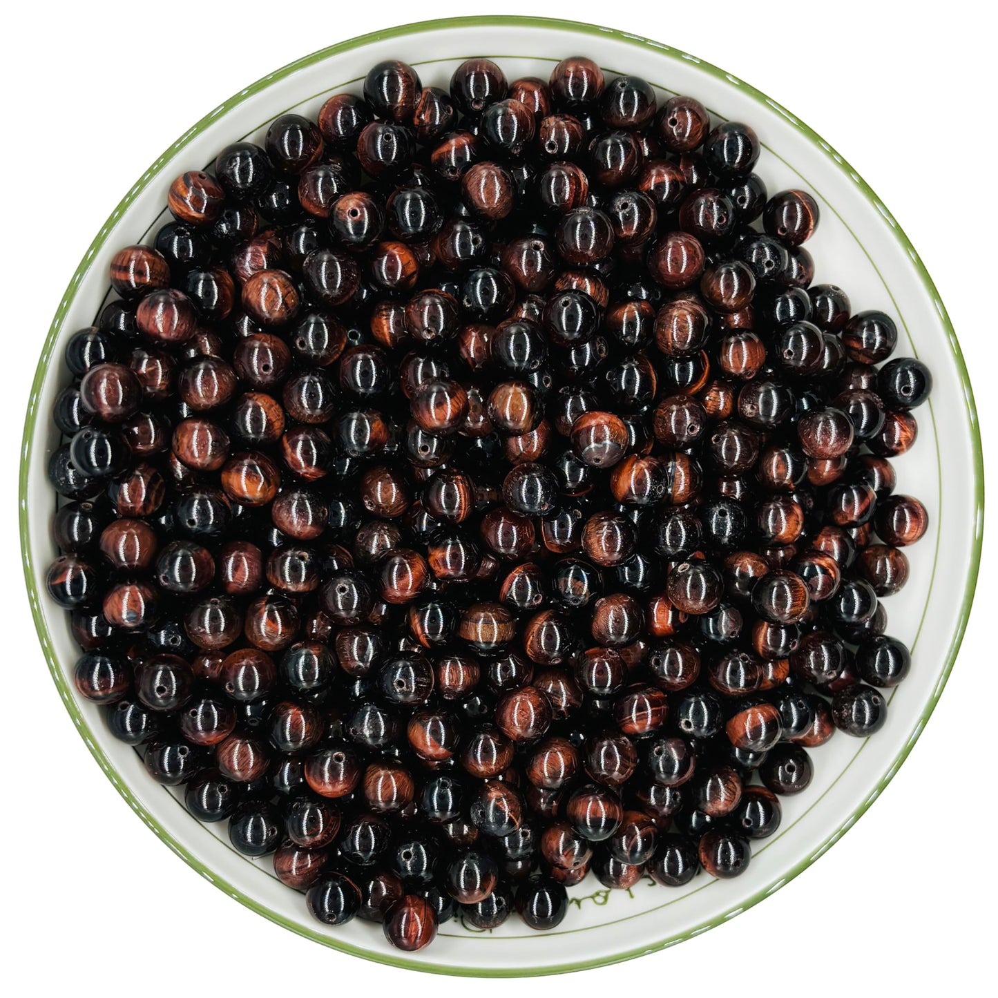WHNKFB 10mm 50PCS Natural Red Tiger's Eye Round Beads, Smooth Polished Loose Gemstone Beads for Jewelry Making Craft - 4mm 6mm 8mm 10mm Options with Free Elastic Cord