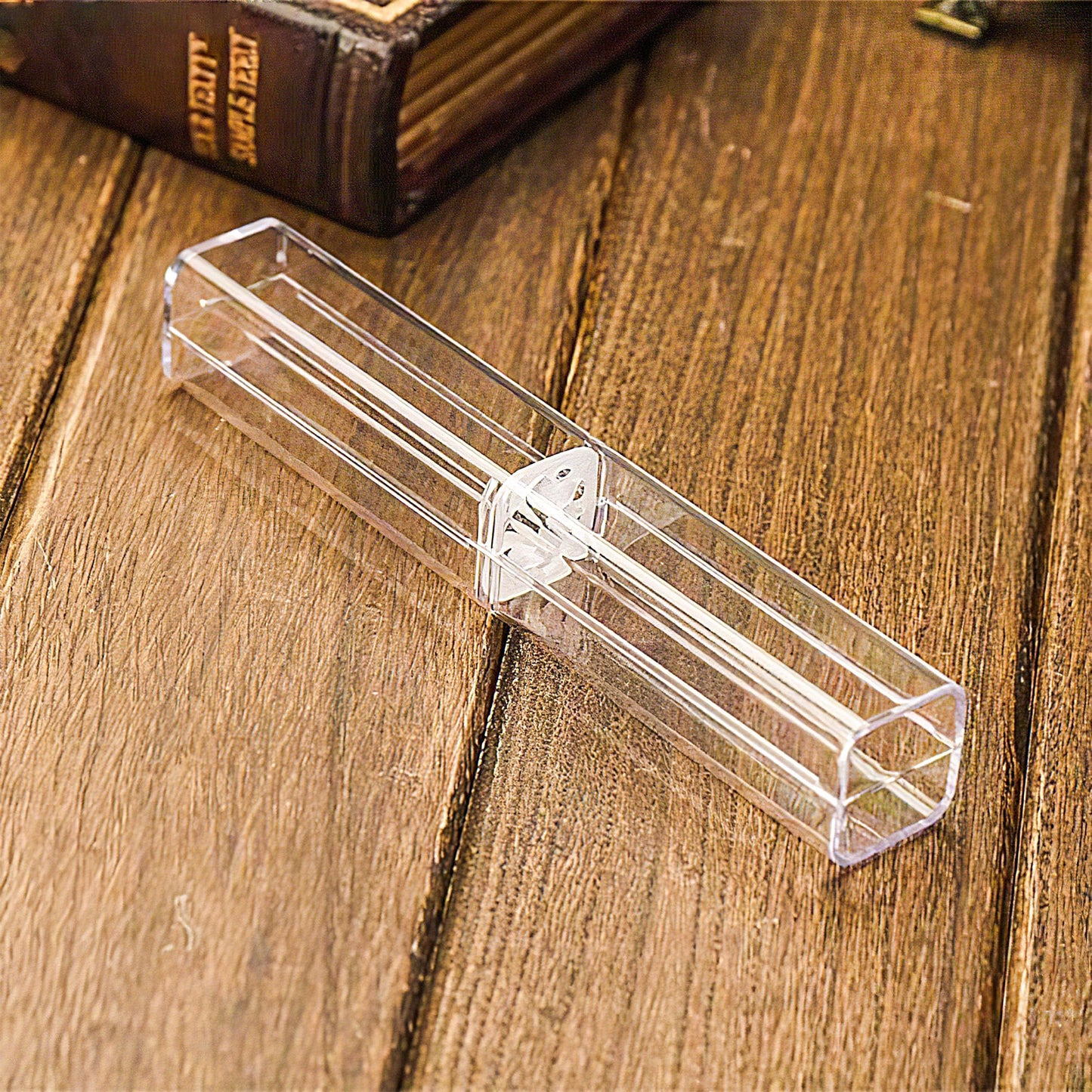 Lesnala 20Pcs Acrylic Clear Pen Gift Box Plastic Single Bulk Reusable Ballpoint Storage Display Case for Student School Office Supply Souvenir Present Packaging