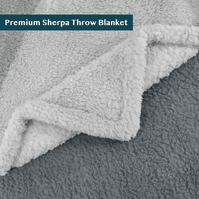 PAVILIA Fluffy Sherpa Throw Blanket Ombre | Gradient Plush, Soft, Fuzzy, Decorative Accent Throw Blanket for Couch Sofa Bed | Cozy Warm Decorative Furry Faux Fur Blanket, 50x60 Inches Gray