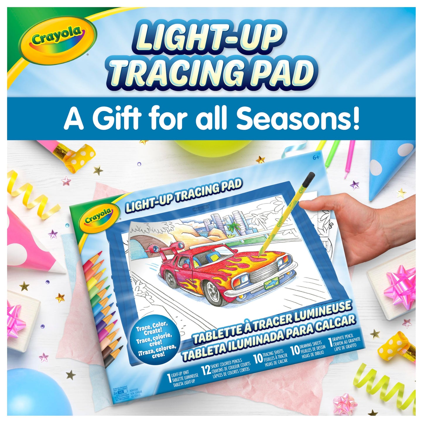 Crayola Light Up Tracing Pad - Blue, Drawing & Tracing Projector for Kids, Sketching Light Box Table, Toys for Kids, Gift for Girls & Boys, Ages 6+