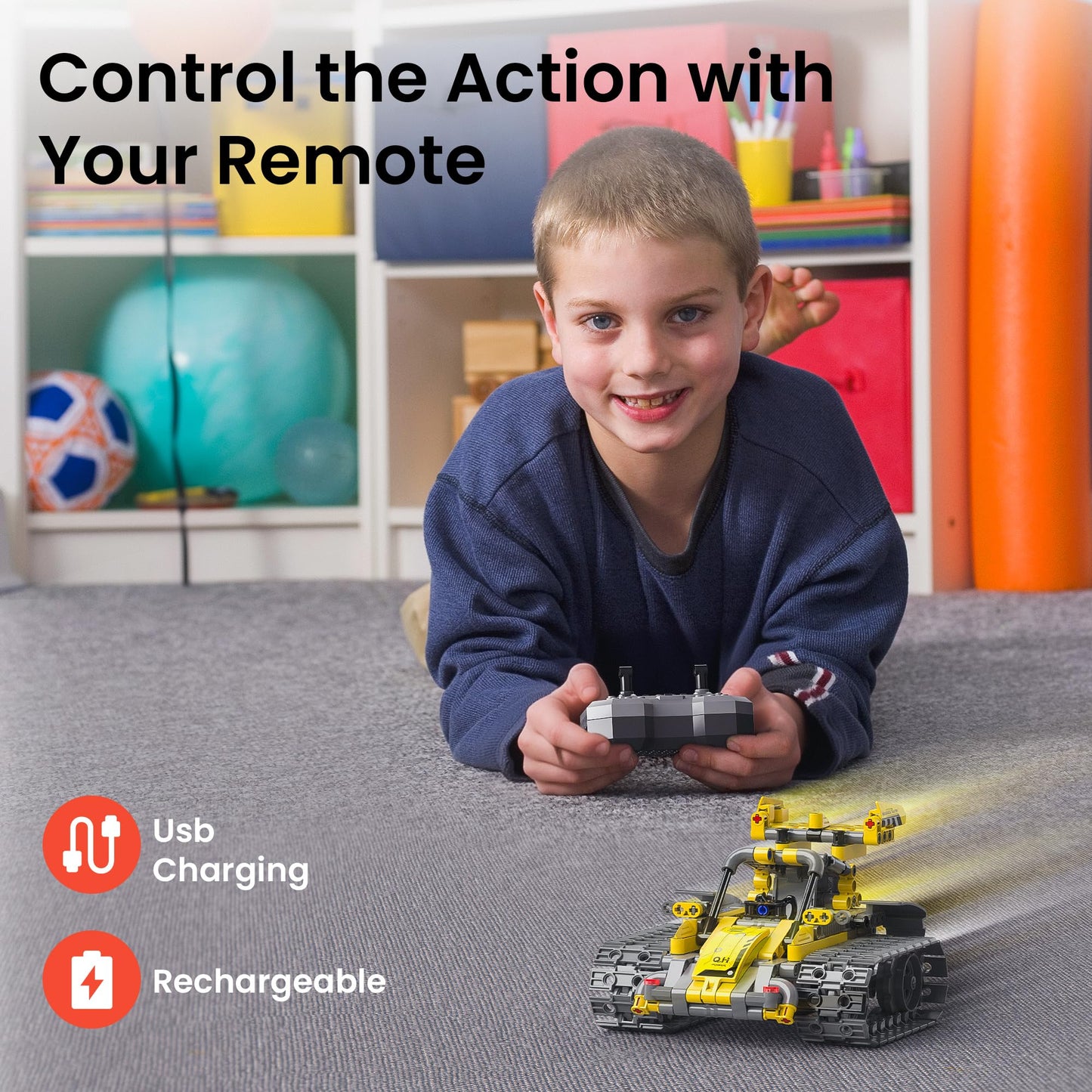 Mibido STEM Robot Building Kit Gift for Boys Ages 8-12 with Remote Control, Technic Coding Robotic Toy for Kids’ Birthday, Buildable 5-in-1 Models with 488 Pieces