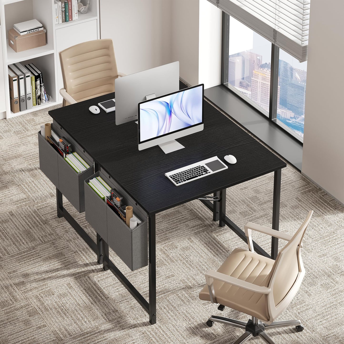 OLIXIS Computer Desk 31 Inch Home Office Desks for Small Spaces, Gaming Writing Study Work Table with Storage Bag for Bedroom, Black