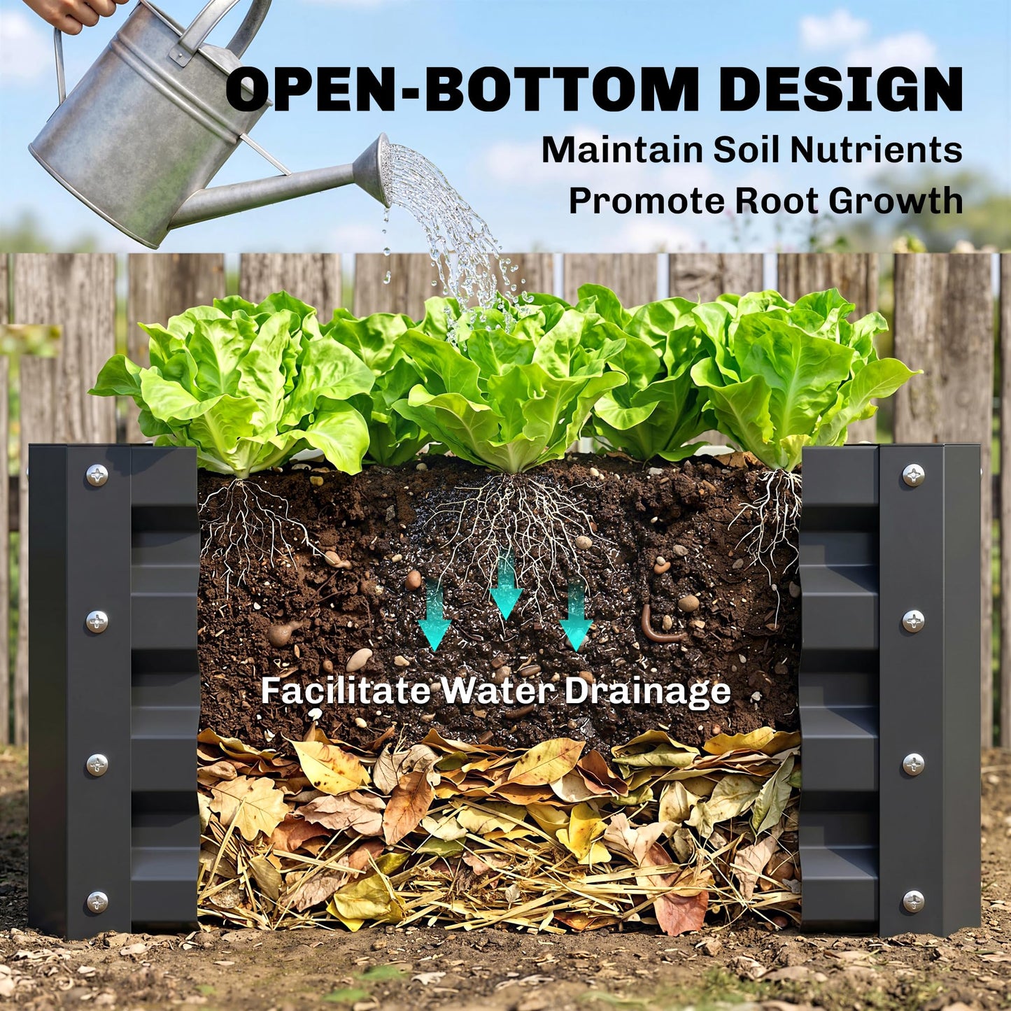 Outsunny 2 Piece Galvanized Raised Garden Bed, 2' x 2' x 1' Metal Planter Box for Growing Vegetables, Flowers, Herbs, Succulents, Dark Gray
