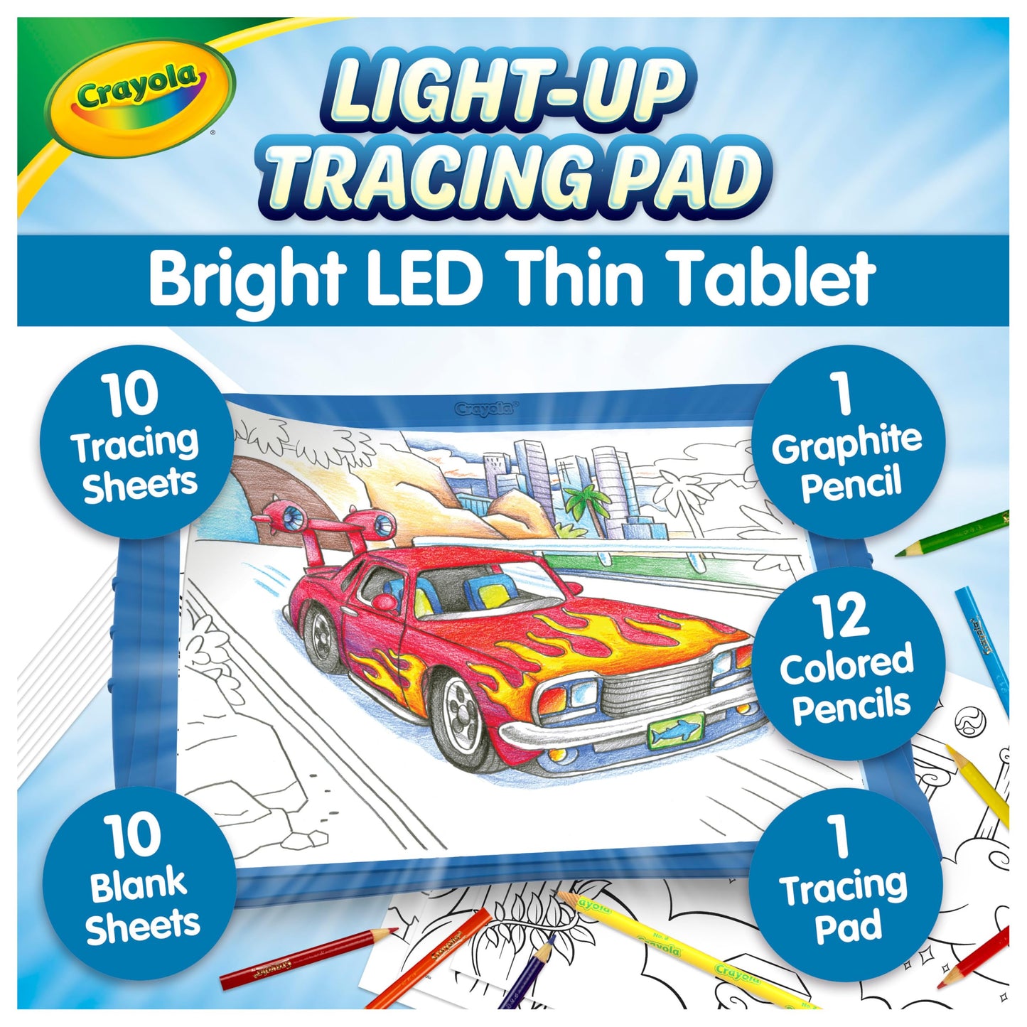 Crayola Light Up Tracing Pad - Blue, Drawing & Tracing Projector for Kids, Sketching Light Box Table, Toys for Kids, Gift for Girls & Boys, Ages 6+