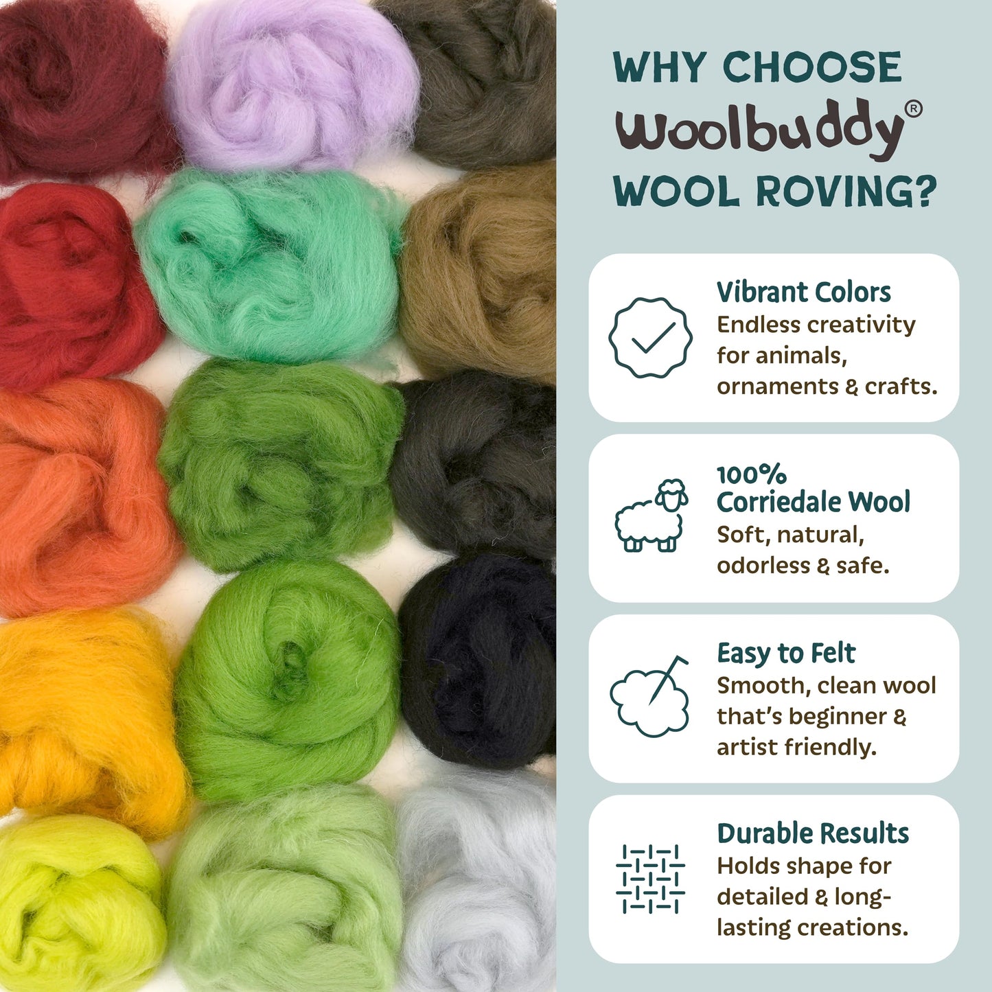 Woolbuddy Needle Felting Kit – Cactus & Succulent Felting Kit for Adults & Beginners, Beginner Needle Felting Kit with Wool Roving, Felting Needles, Foam Pad & Clay Pots | Cute DIY Craft Kit Gift