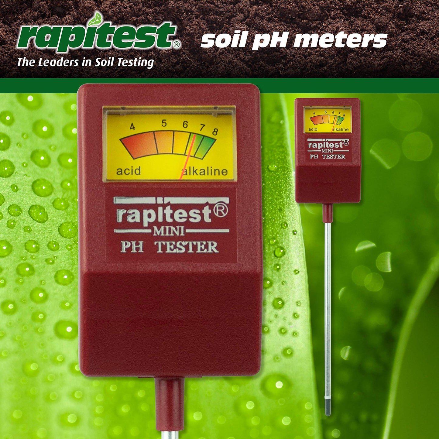 Rapitest Soil pH Tester for testing soil pH quickly and accurately. Test fruits, flowers, vegetables and lawns