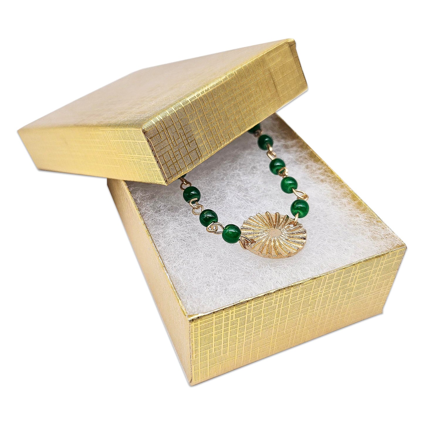 TheDisplayGuys - 25-Pack #32 Cardboard Linen Paper Jewelry Gift Boxes w. Cotton Padding - Gold (3.3" x 2.3" x 1.0")