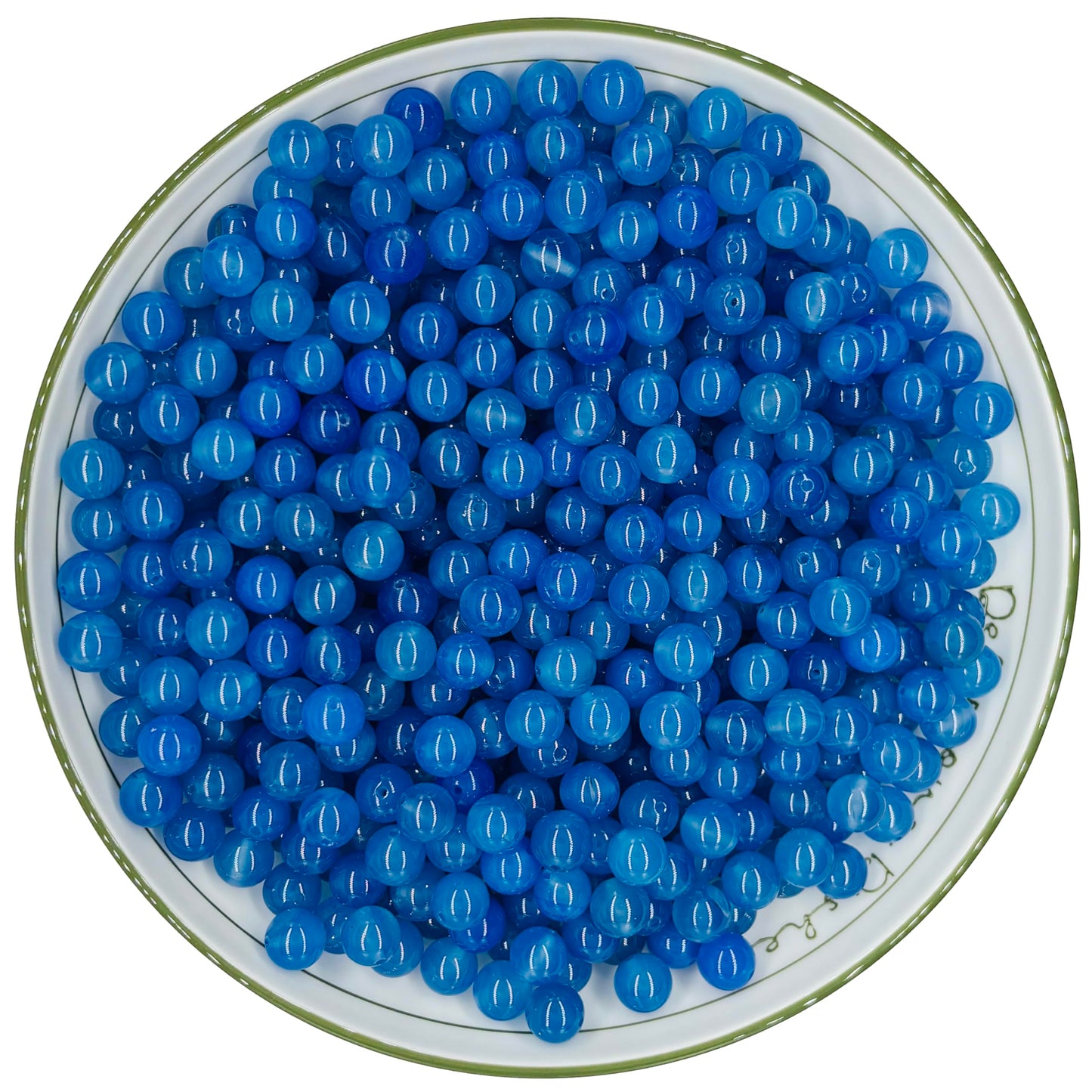 WHNKFB 8mm 50PCS Natural Blue Agate Round Beads, Smooth Polished Loose Stone Beads for Jewelry Making Craft - 4mm 6mm 8mm 10mm Options with Free Elastic Cord