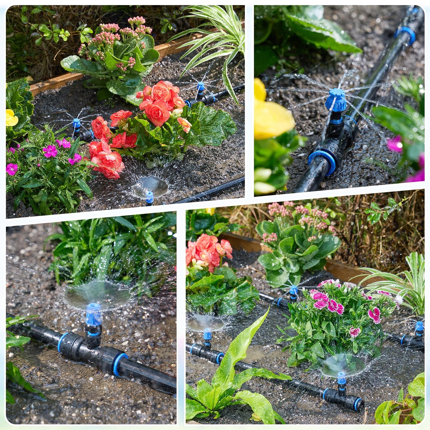 HIRALIY Raised Bed Drip Irrigation Kit Small, DIY Garden Grid Watering System, Garden Irrigation System, for Raised Beds up to 2 x 8FT