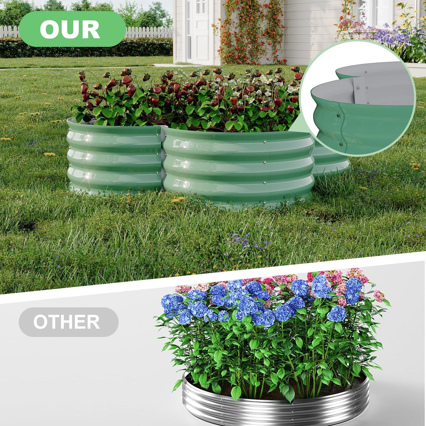 Garvee 2 Pack Galvanized Raised Garden Bed, Outdoor Planter Box with Open Base for Herbs, Veggies & Flowers. Rust-Resistant Raised Garden Beds, Ground-Connected Design for Deep Root Growth