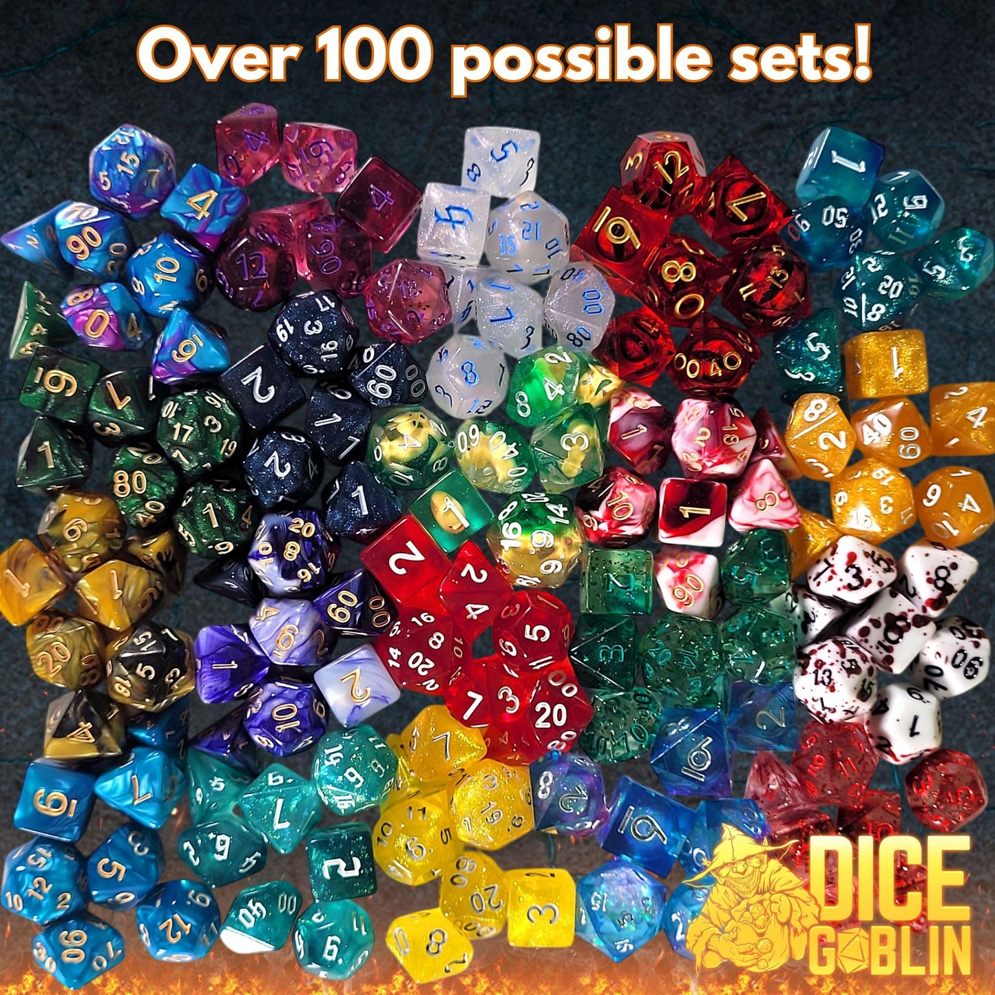 Forged Dice Co. Dice Goblin Mystery Dice Set of 7 - Resin or Plastic - with Mystery Metal RPG Class Coin