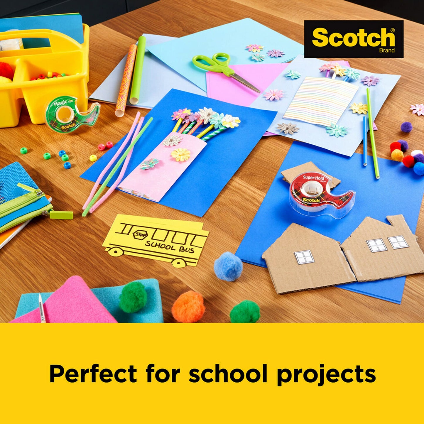 Scotch and Post-it Brand Office Essentials Kit, Business and Teacher Supplies Set with Post-it Super Sticky Notes, Scotch Super Hold Tape, Scotch Magic Tape, Post-it Flags, Sharp Scissors for Office