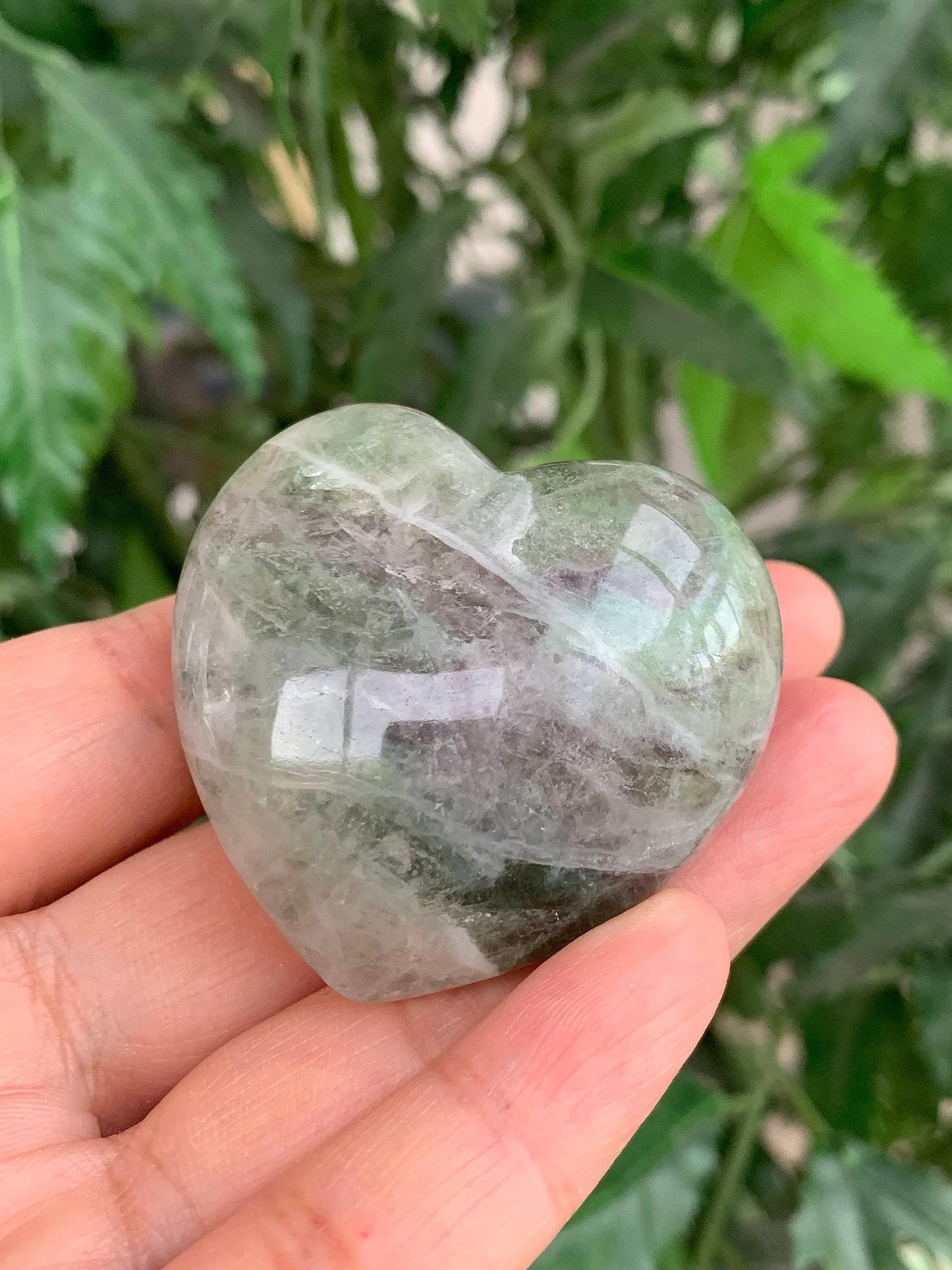 GAF TREASURES Rainbow Fluorite Gemstone Hearts, Polished Rainbow Fluorite Puffy Hearts, Rainbow Fluorite Crystal Palm Stone, Rainbow Fluorite Healing Crystal Hearts (1 Heart)