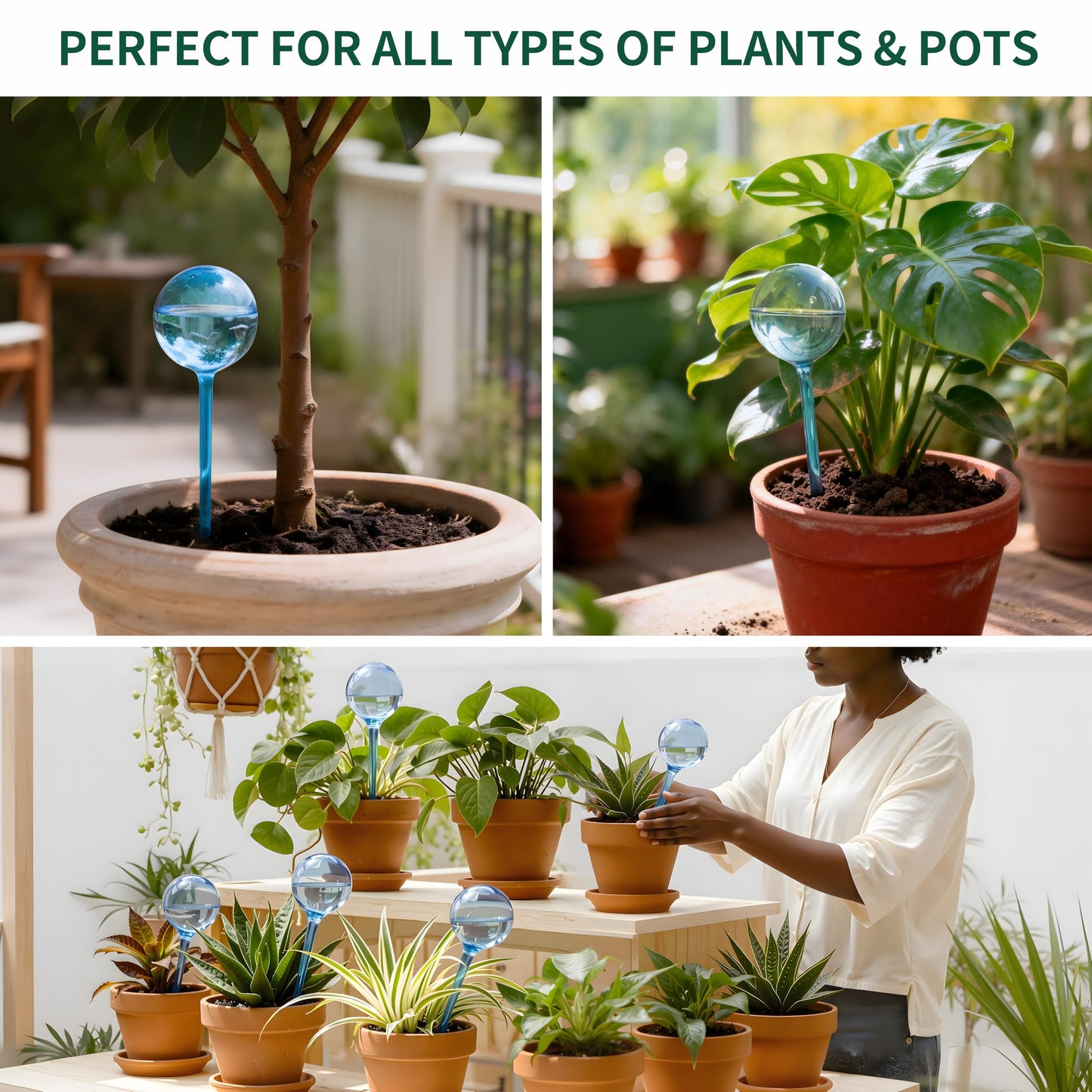 Soilagua 12-Pack Plastic Plant Watering Globes, Premium PVC Shatter-Resistant Plant Waterer, Self Watering Planter Insert with Tapered Opening, Automatic Watering Spikes for Daily & Vacation