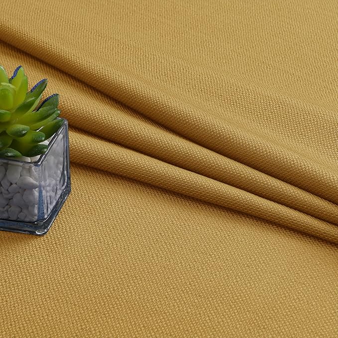 Chyhomenyc 24 Inch Length Gold Faux Linen Textured Small Cafe Curtains, Light Filtering Short Camper Curtains for RV Window Bathroom, 30x24 Inch, 2PCS