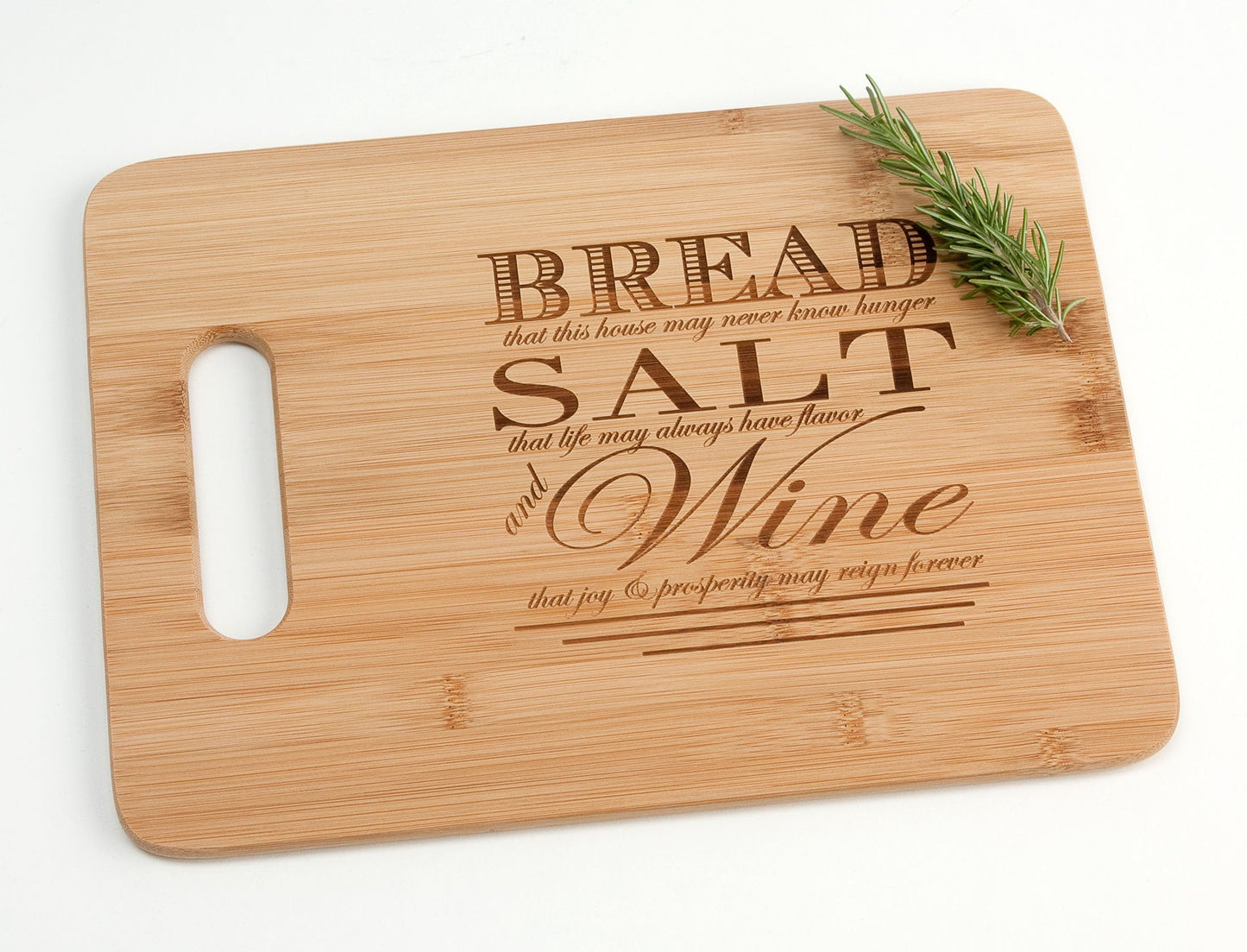 Bread Salt Wine Engraved Wood Cutting Board Charcuterie Display with Poem Quote from It's a Wonderful Life Housewarming or Realtor Closing Gift Idea 9.5 x 13"