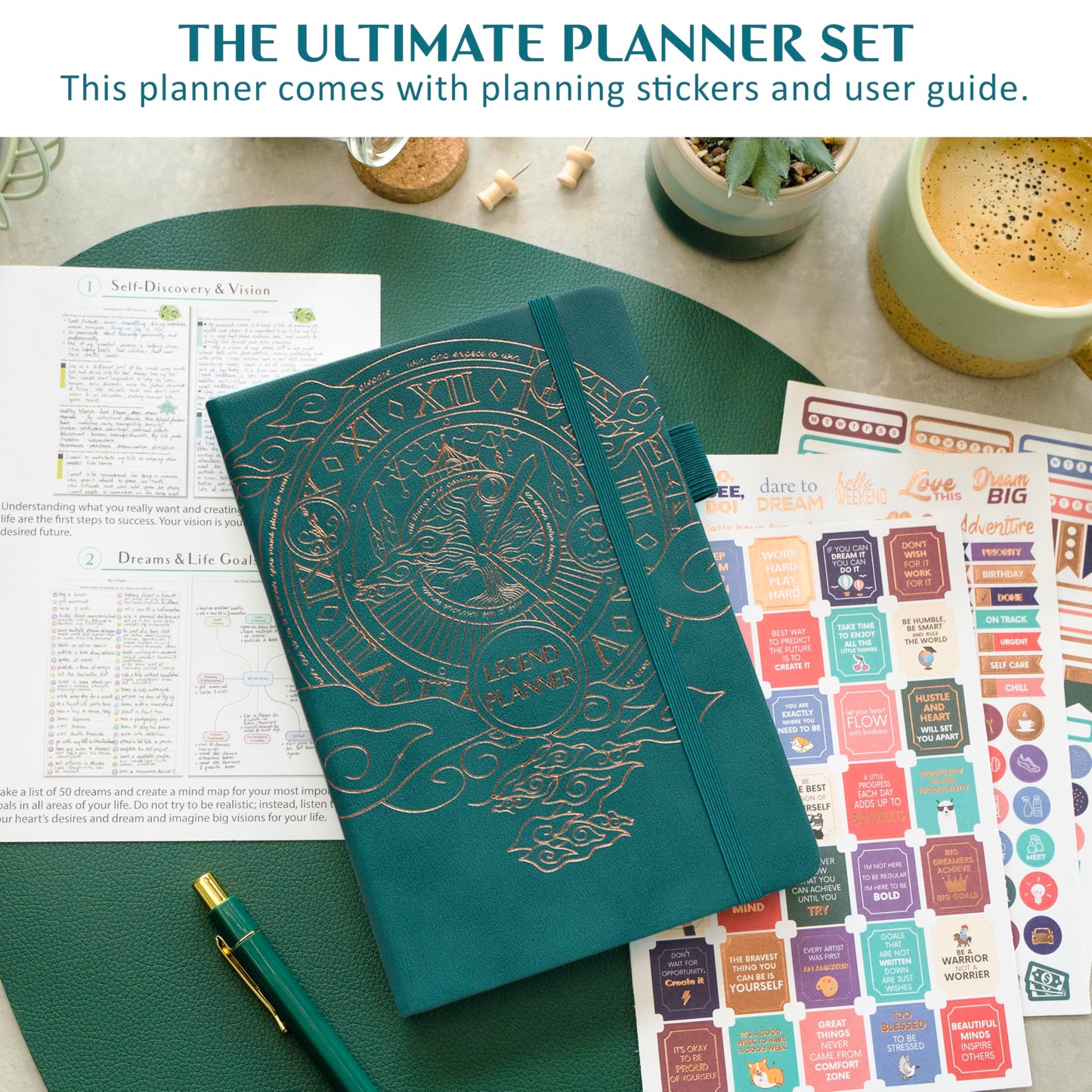 Legend Planner Jan 2026 – Jan 2027 Dated Weekly & Monthly Planner to Hit Your Goals, Increase Productivity & Live Happier. Organizer Notebook & Productivity Journal. A5 Hardcover (Dark Teal)