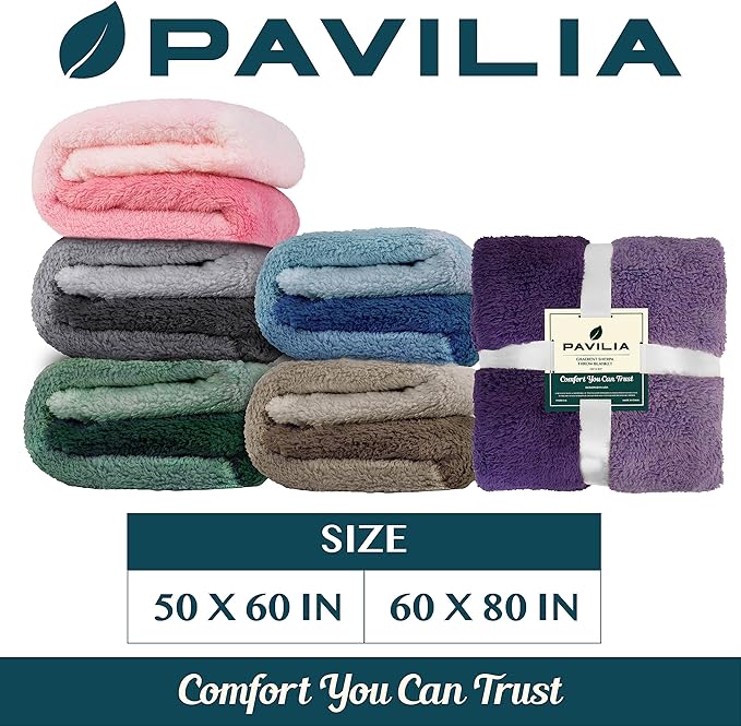 PAVILIA Sherpa Ombre Throw Blanket for Couch | Fuzzy Plush Cozy Microfiber Fleece Couch Blanket | Gradient Decorative Accent Throw | 60x80 Inches Charcoal Grey