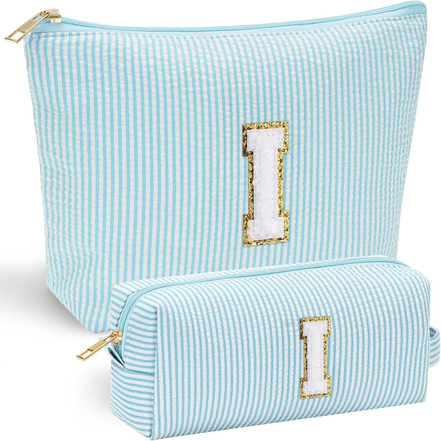 YOOLIFE Initial Makeup Bag for Women - Teen Girl Gifts Trendy Stuff Monogram Cute Makeup Bags Make Up Case for Women Her Best Friend Friendship Sister Teacher, Personalized Birthday Gifts I