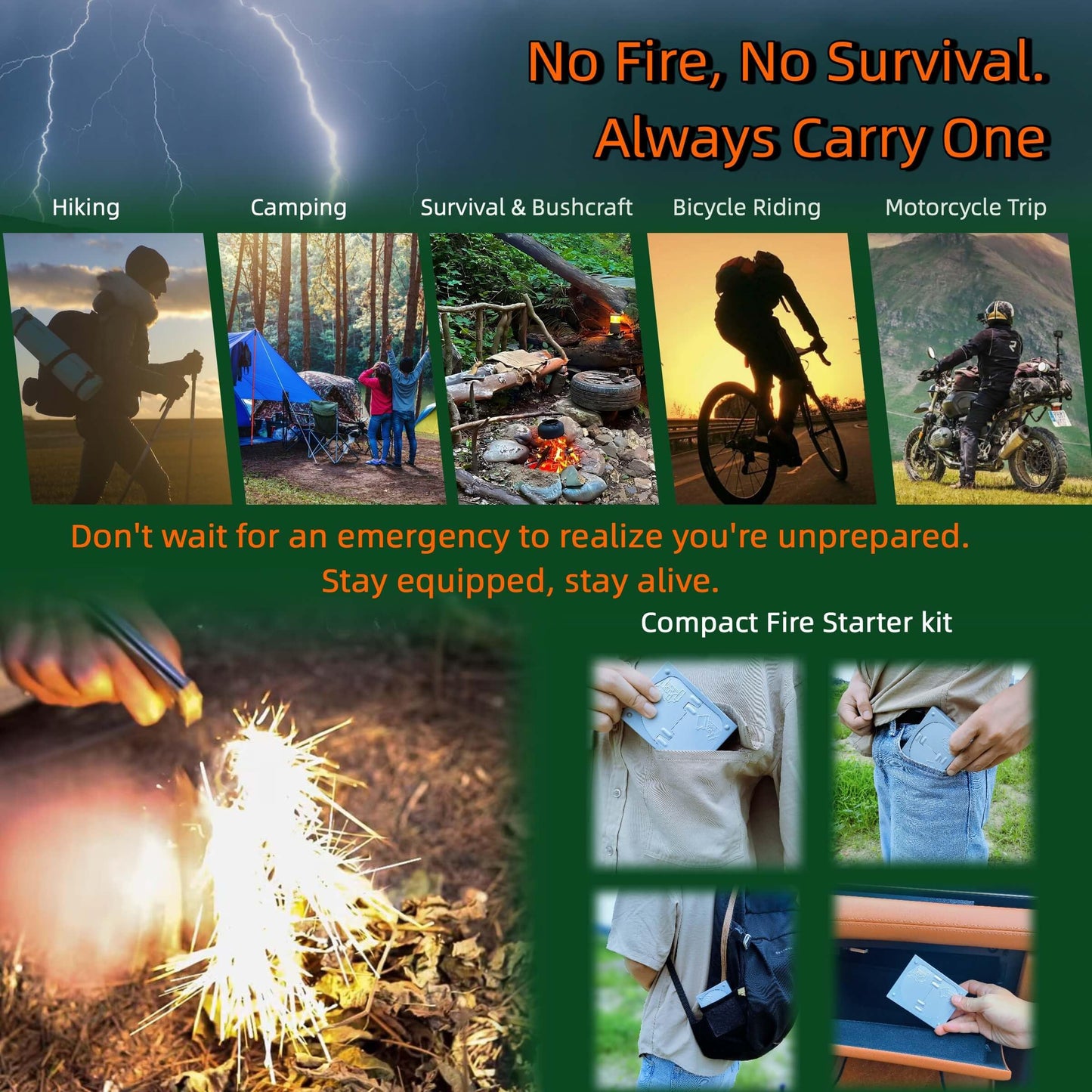 LoDinpo Survival Fire Starter Kit - Ferro Rod & Magnesium Fire Starter Compact Stove with Flint and Steel to Firestarter Fireplace Pit for Outdoor Camping Bushcraft Hiking Emergency Gadgets