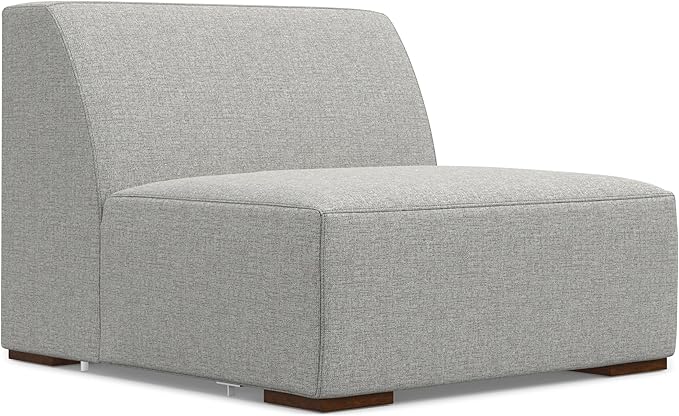 SIMPLIHOME Rex Left Corner Sectional Modular Sofa and Ottoman Set in 100% Recycled Polyester Tightly Woven Performance Fabric, Pale Grey, 116-inch-wide L-Shaped Sofa and 34-inch-Wide Ottoman