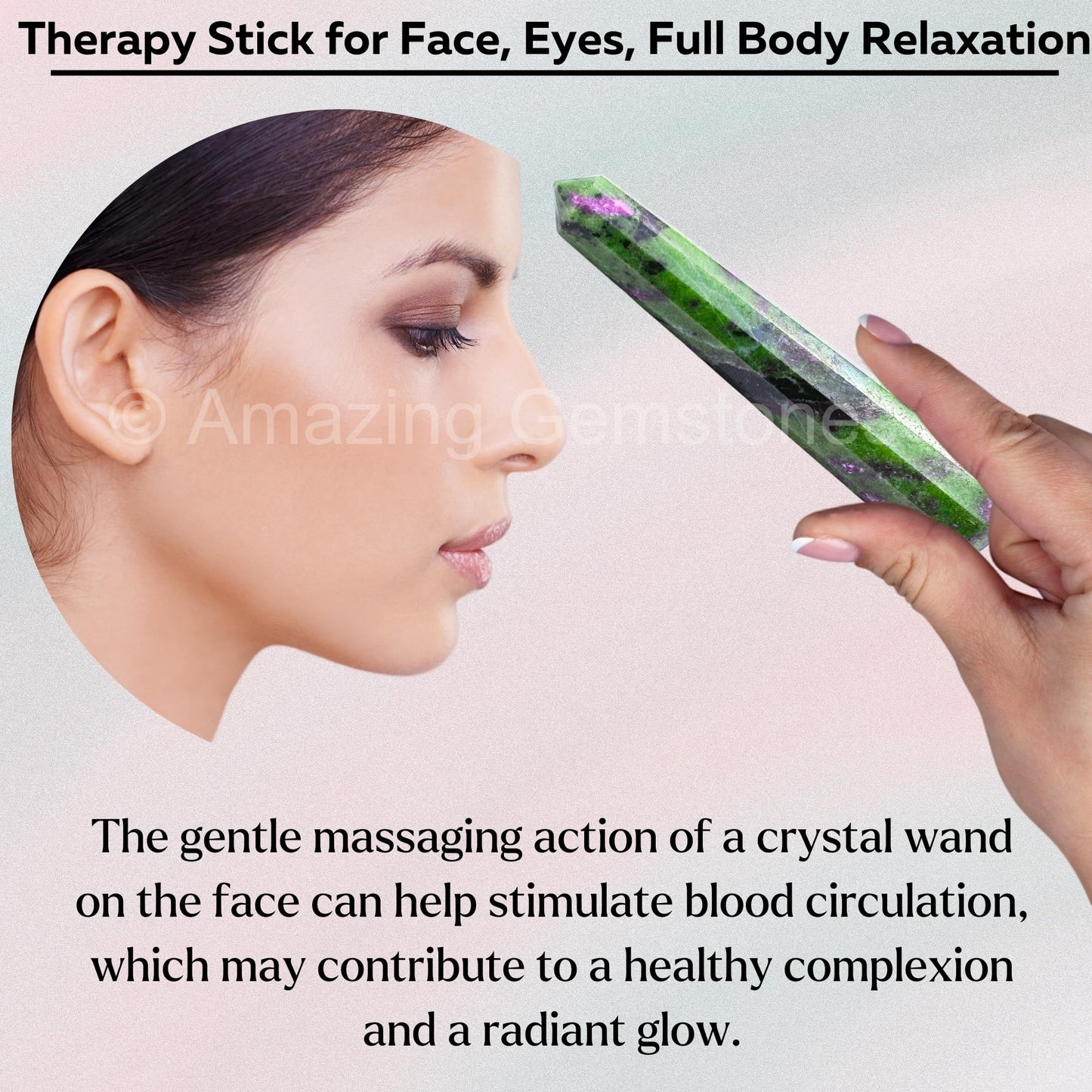 Amazing Gemstone Ruby Zoisite Crystal Wand Massage Stick - Pelvic Wand Gua Sha for Adults - Crystals and Healing Stones Massage Wands for Adults Gifts (Pointed)