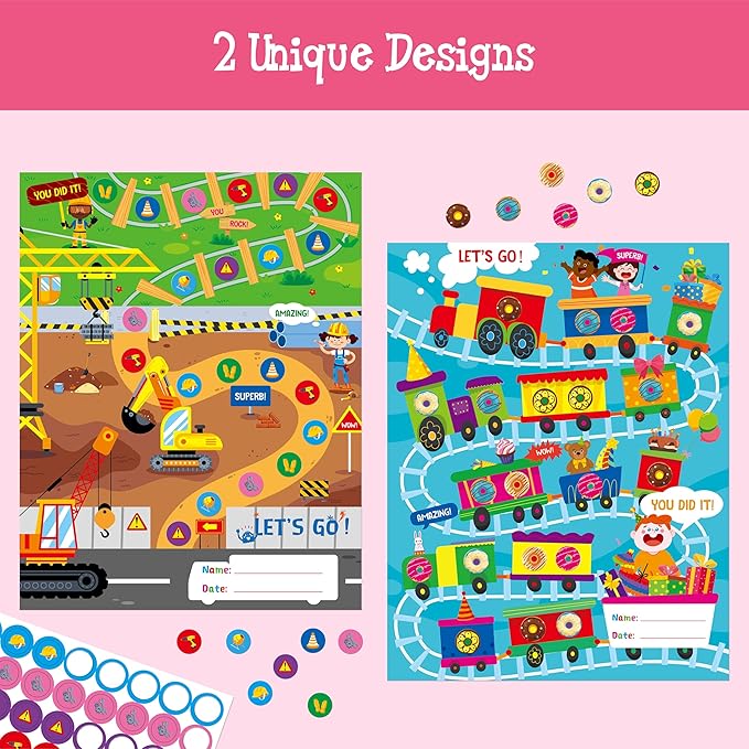 40 Pack Incentive Chart, 2 Adorable Designs with 1078 Stickers, Classroom Family Reward Chart System for Kids Homework Assignments, Attendance, Good Behavior, Chores, Potty Training Progress