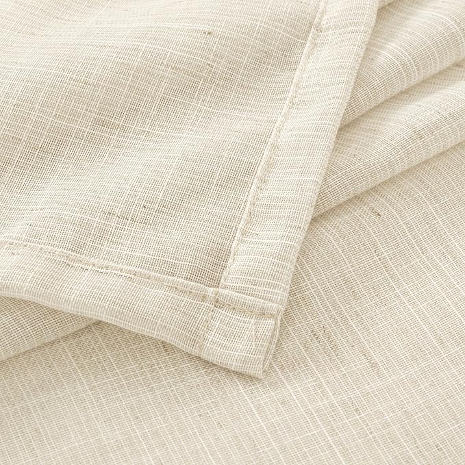 BGment 108 Inches Long Linen Curtains for Living Room Windows, Semi Sheer Drapes Light Filtering for Farmhouse Bedroom Decor Lightweight with Rod Pocket, Light Beige, 2 Panels Set, Each 52 Inch Wide