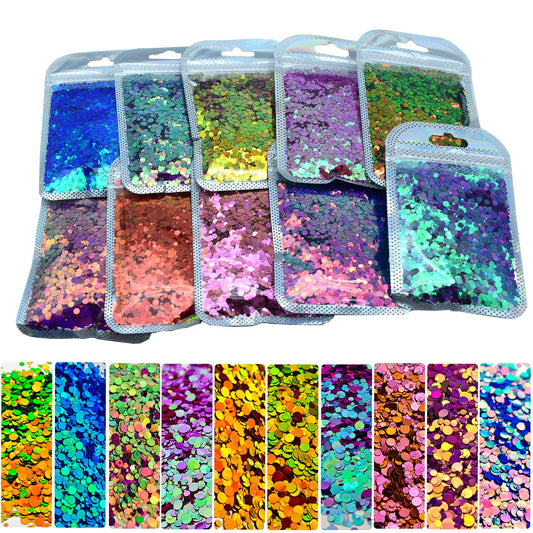 150g/5.29oz Chameleon Circle Shape Glitter, Foluvinzzis Color Shift Dots Sequins Round Shaped Chunky Glitter for Tumblers, Epoxy Resin, Nail Art, Slime, Face, Body, Cosmetic, Festival Decoration