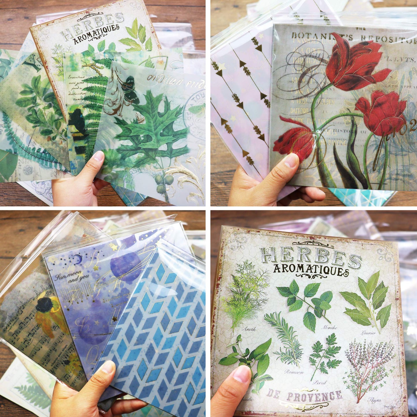 CATaireen Junk Journal Card Making Supplies Kit Scrapbooking Embellishments Collage Decoupage Art Craft for Adults Large DIY TN Travel Notebook Vintage Gold Washi Paper Ephemera Pack 120pcs
