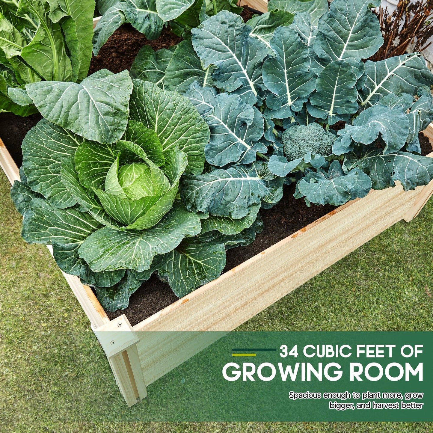 SPECRAFT 15 Inch Depth 8x4 FT Deep Wooden Raised Garden with Open Base, Extra Large Planter Box for Deep-Rooted Plants, Ideal for Outdoors, Patio, Backyard