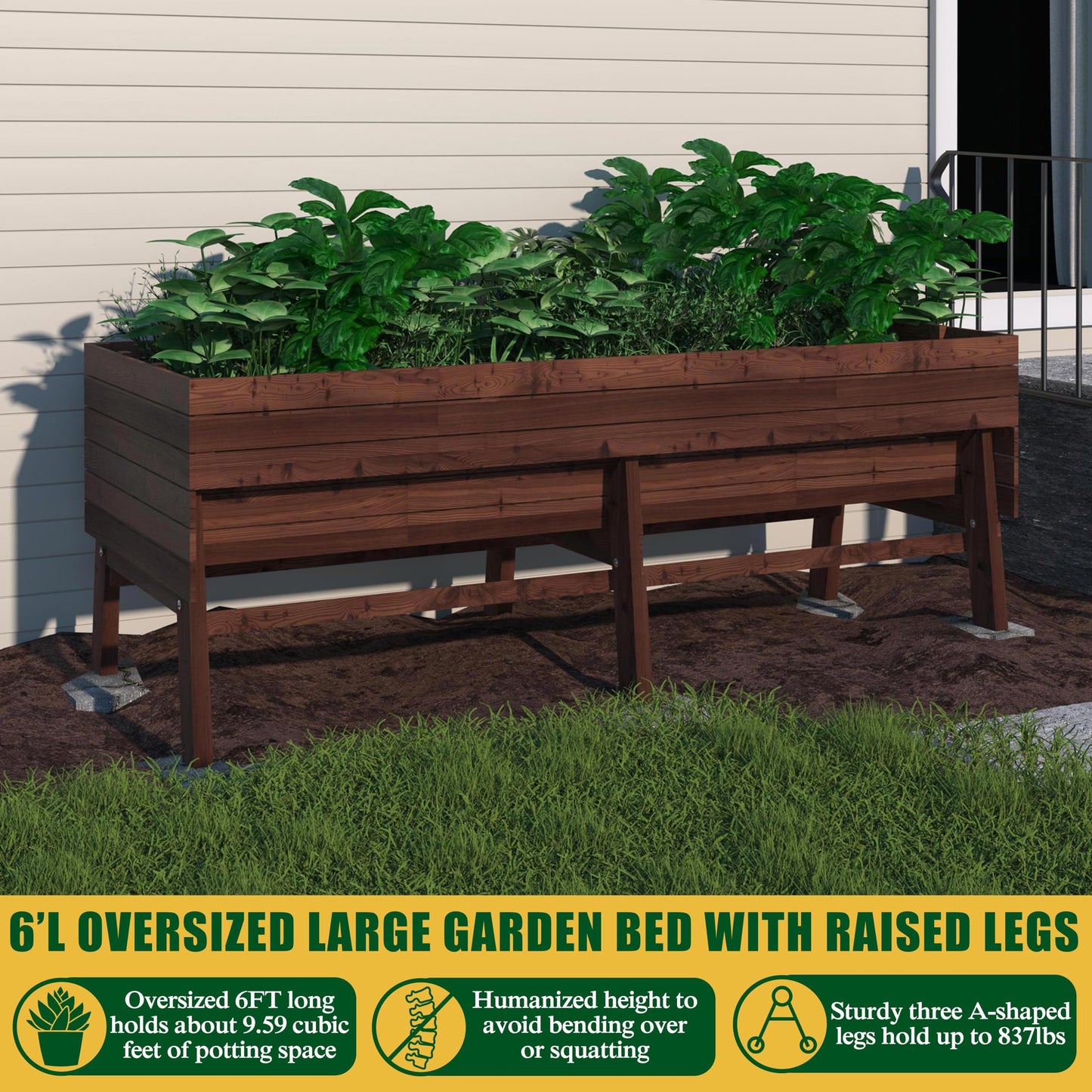 BlueWish Cedar Raised Garden Bed, 28.5" H Planter Boxes Outdoor with Detachable Black Liner, Drainage Holes, Raised Beds for Gardening, Vegetable, Flower, Rustic
