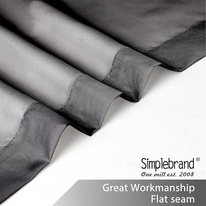 Simplebrand Black Sheer Curtains 120 Inches Long, Extra Long Rod Pocket Solid Color Window Sheer Curtain Panels, Elegant Curtains & Drapes for Living Room, Bedroom 2 Panels (Black, 2x42x120'')