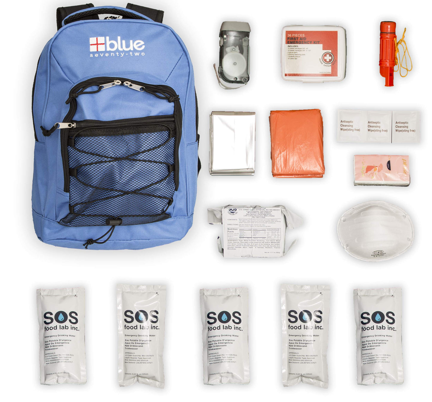 Blue Coolers Blue Seventy-Two | 72 Hour Emergency Backpack Survival Kits for 1 Person | Survival Kit for Wildfires, Earthquakes, Tornado, Hurricane, and Other Emergencies…