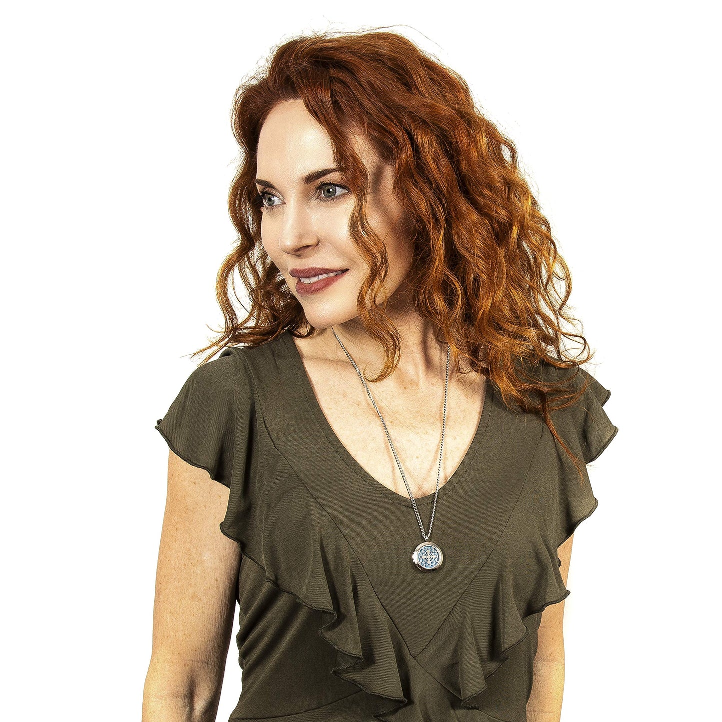 Wild Essentials Cross Essential Oil Diffuser Necklace, Stainless Steel Locket Pendant with 24 inch Chain, 12 Color Refill Pads, Customizable Color Changing Perfume Jewelry for Aromatherapy